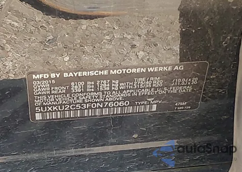 2015 BMW X6 xDrive35I from USA, damaged, VIN 5UXKU2C53F0N76060